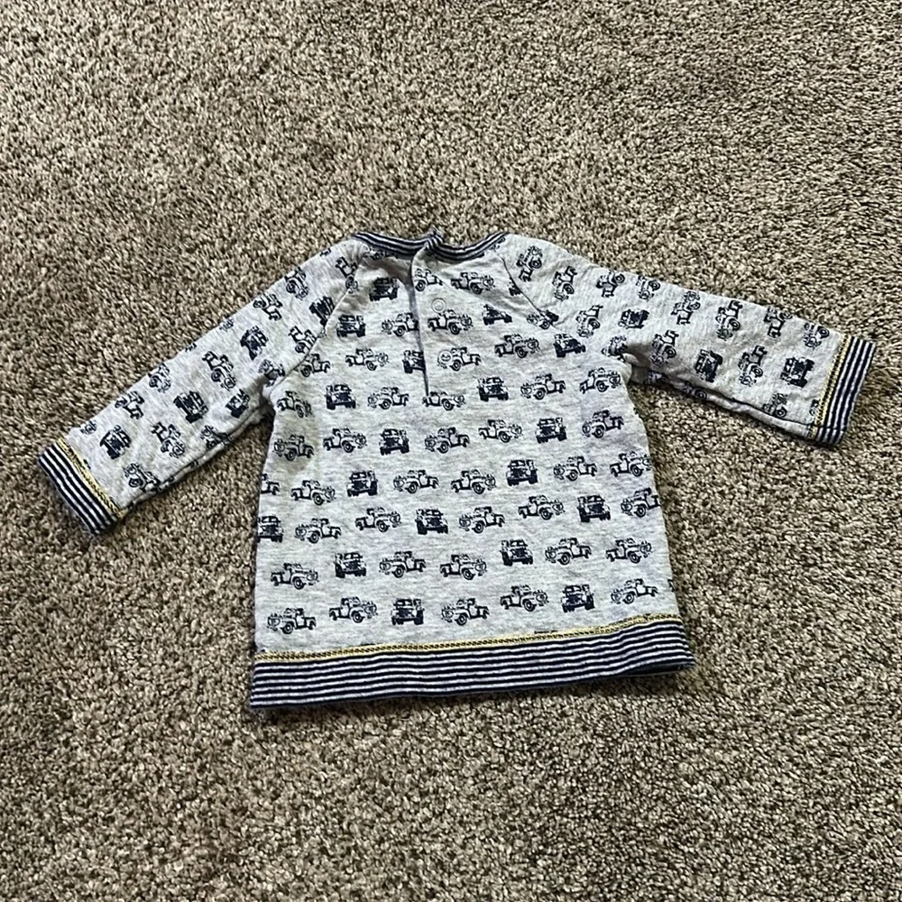 Gray and Blue Baby Outfit with Car Print